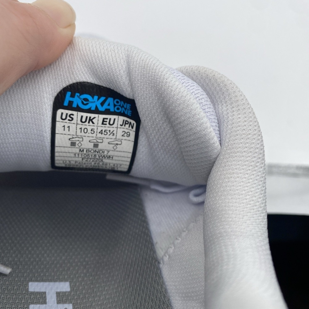 Hoka One Men's 11M Bondi 7 Running Shoes White 1110518 New In Box - Picture 8 of 8